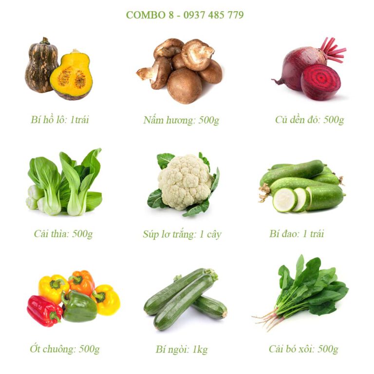 Combo rau củ online tại Gò Vấp - Sài Gòn - tp.HCM. Đặt hàng trực tuyến