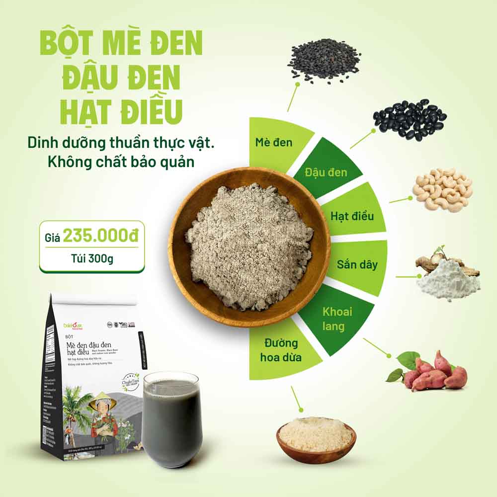 Bột mè đen hạt điều - Sản Phẩm Từ Rau Củ - Rau Củ Quả Sạch - Đặc Sản Đà Lạt - https://dalatfarm.net/