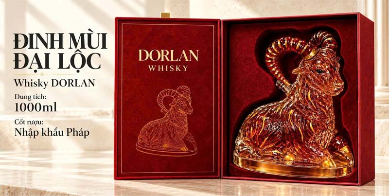 hiết kế quà Tết Đinh Mùi Đại Lộc Whisky Dorlan 1000ml hiết kế quà Tết Đinh Mùi Đại Lộc Whisky Dorlan 1000ml